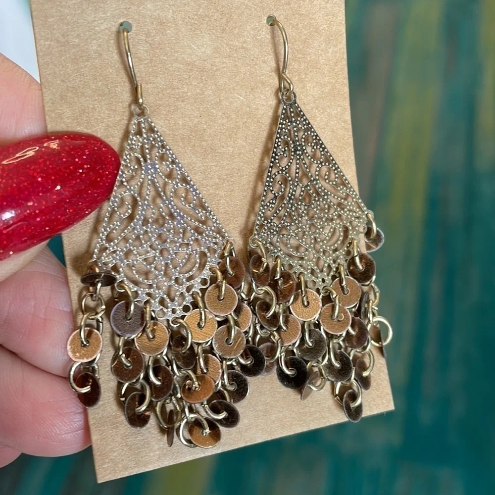 3 pair modern vintage retro tigers eye semi precious stone gold and silver tone